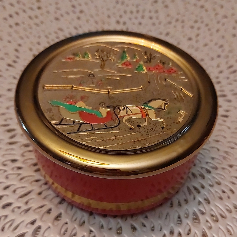 Festive Red and Gold Decorative Porcelain Trinket Box
